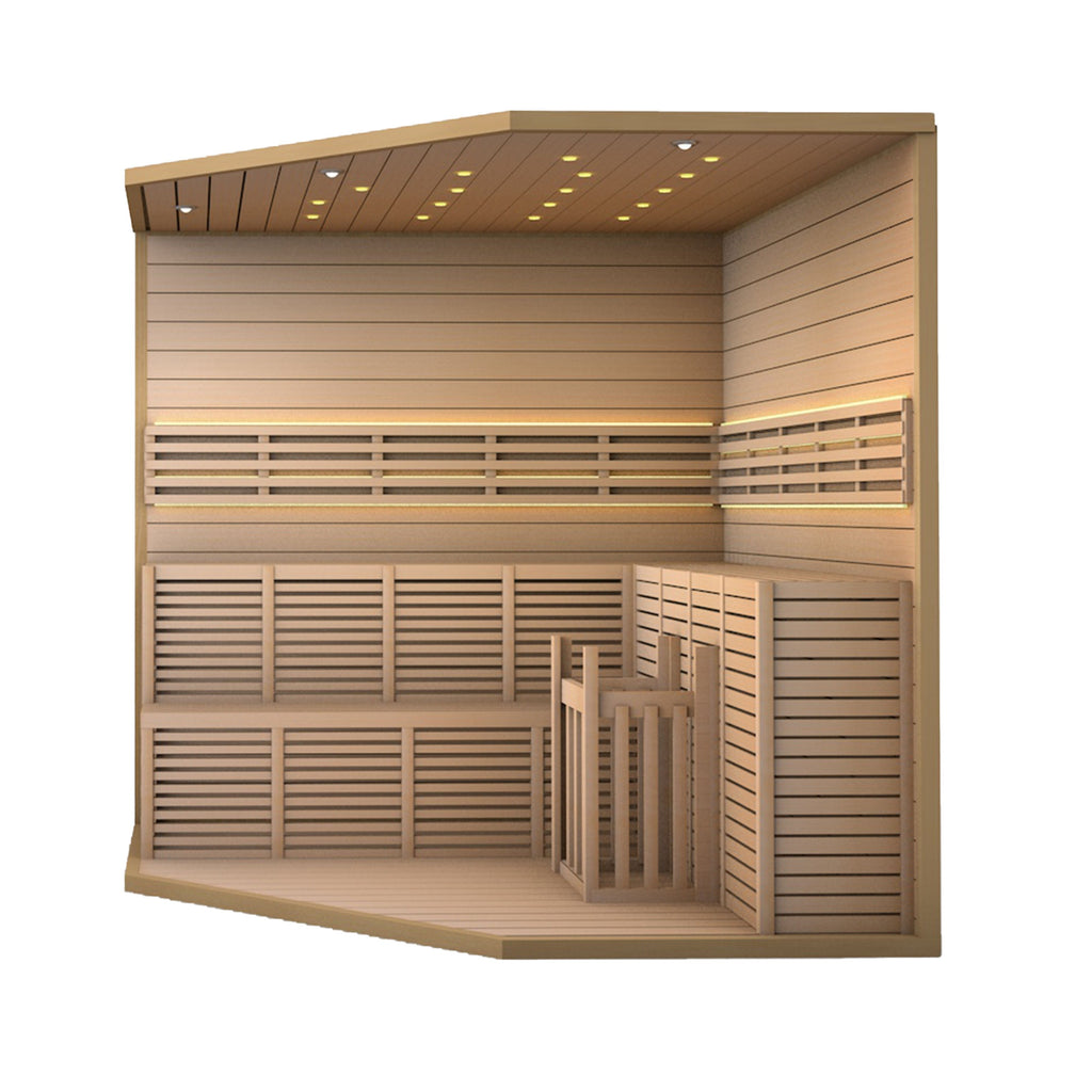 ALEKO 5-6 Person Wood Indoor Wet Dry Sauna with Electrical Heater - 75 x 75 x 83 inches