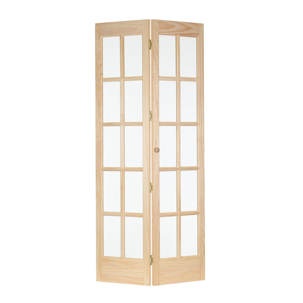 AWC Traditional Divided Glass Unfinished Pine 32-inch Bifold Door
