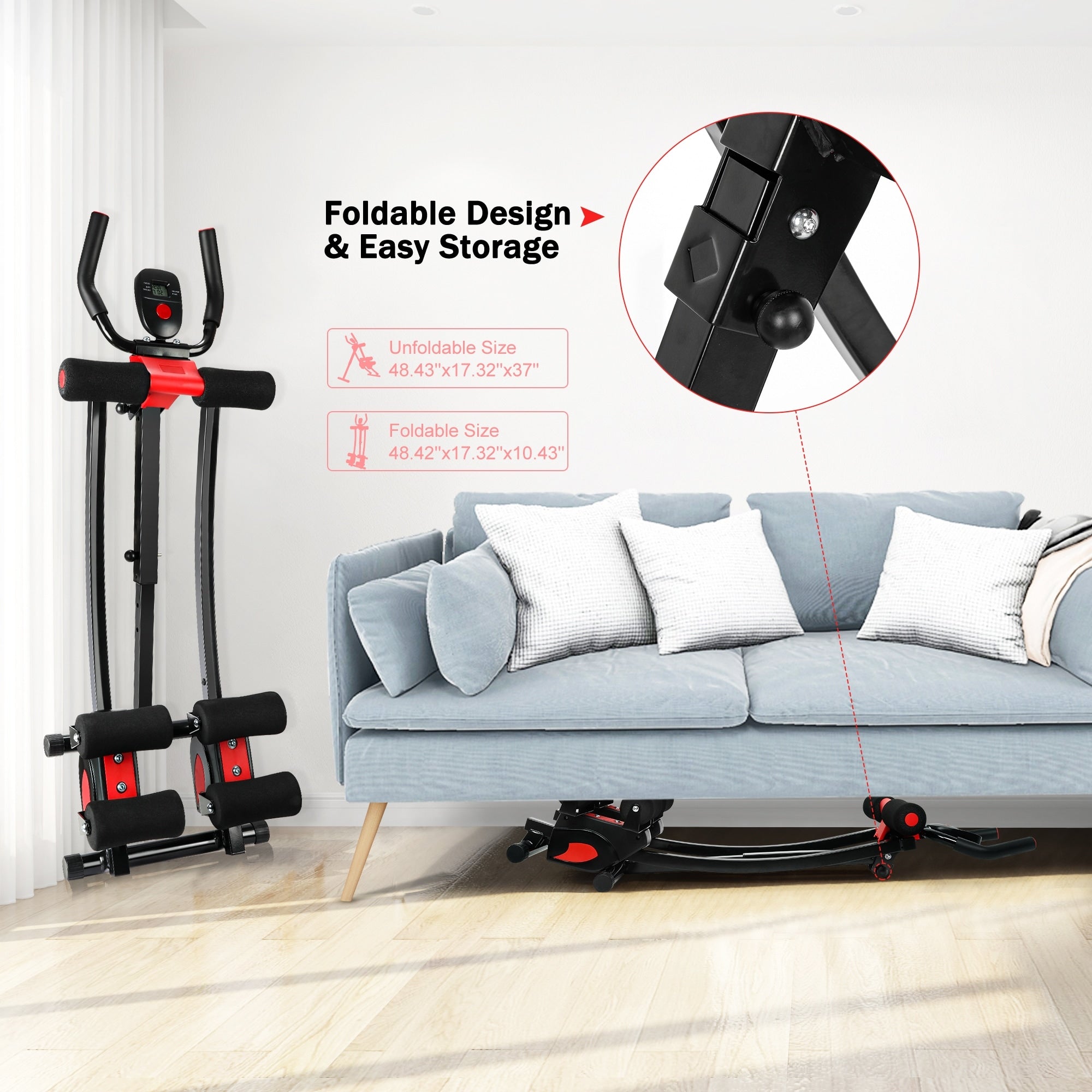 Ab Machine Foldable Core Abdominal Exercise Trainer Home Gym Fitness