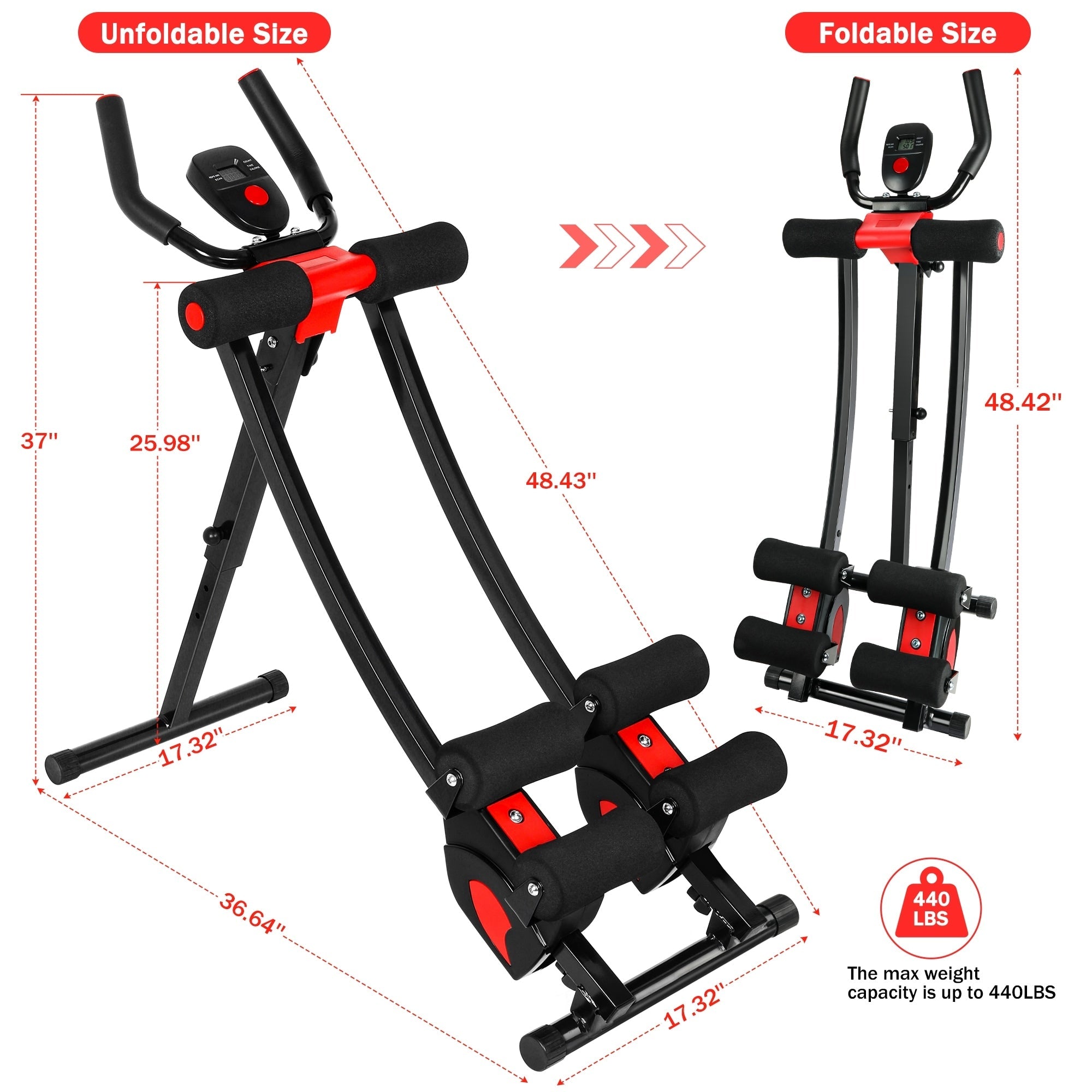 Ab Machine Foldable Core Abdominal Exercise Trainer Home Gym Fitness