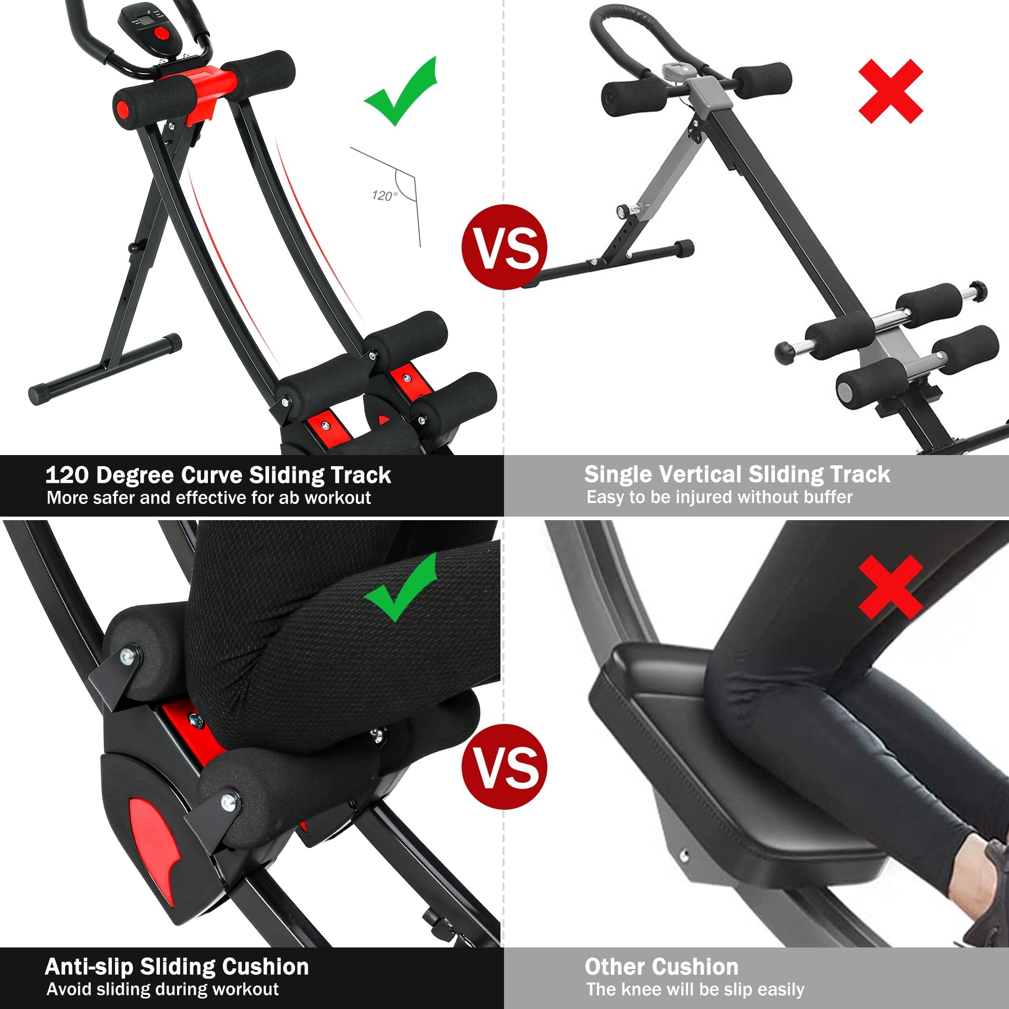 Ab Machine Foldable Core Abdominal Exercise Trainer Home Gym Fitness