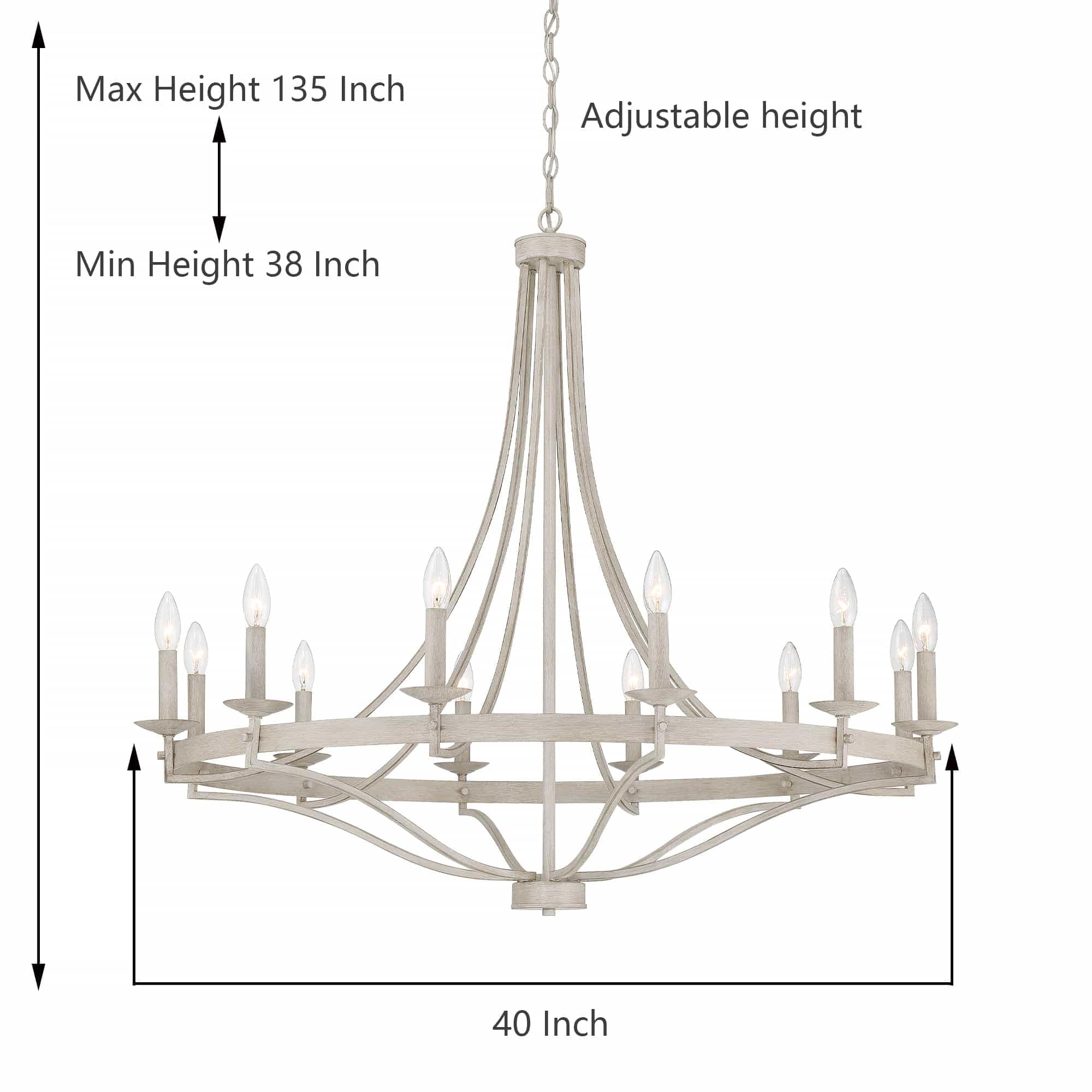 Fidenza 12-light Modern Farmhouse Empire Wagon Wheel Chandelier with UL - D40'' * H135''