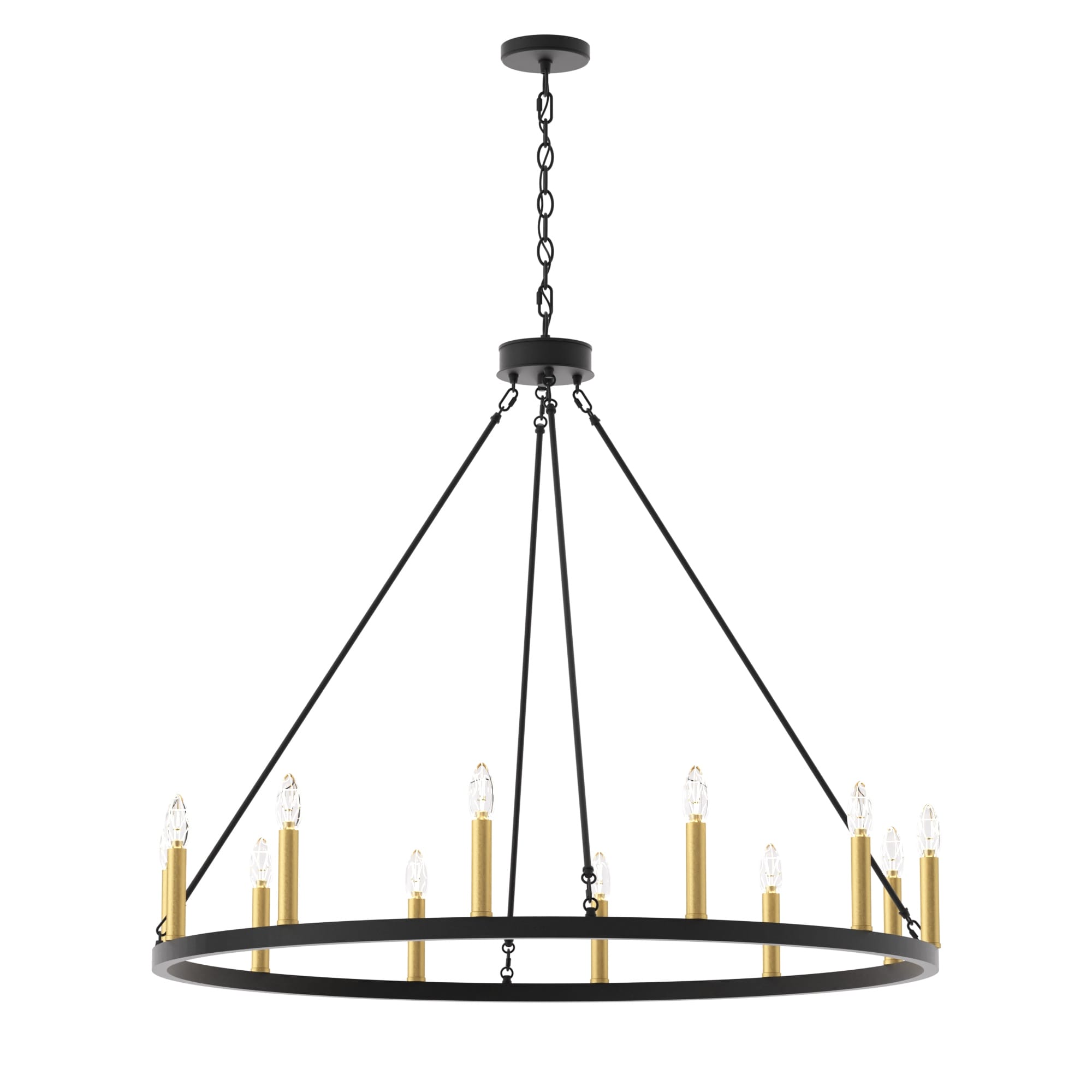 Acroma 12-light Farmhouse 40In Wagon Wheel Chandelier with UL - 40'' D x 138'' H