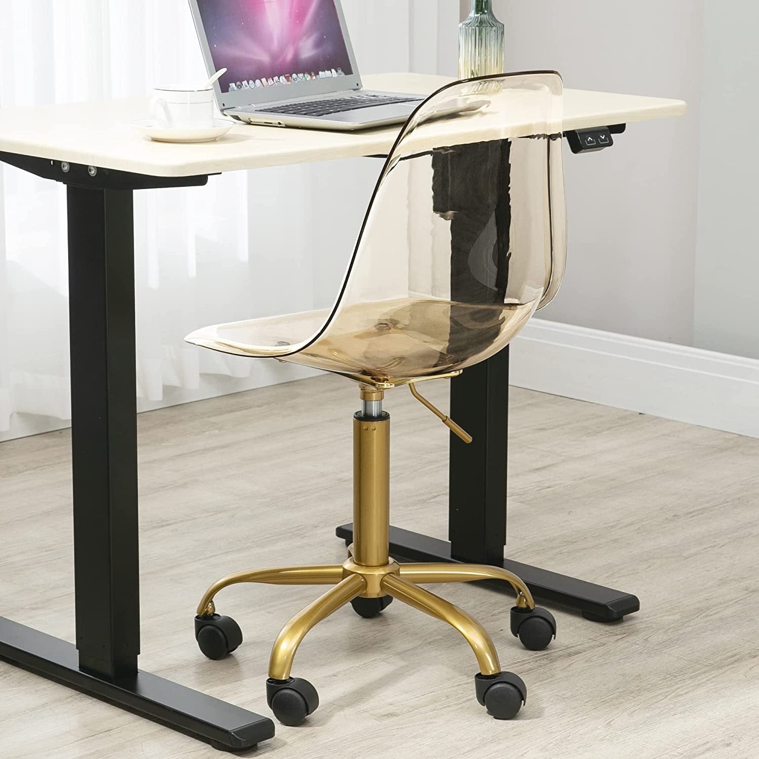 Acrylic Swivel adjustable height Armless Home office Rolling Chair