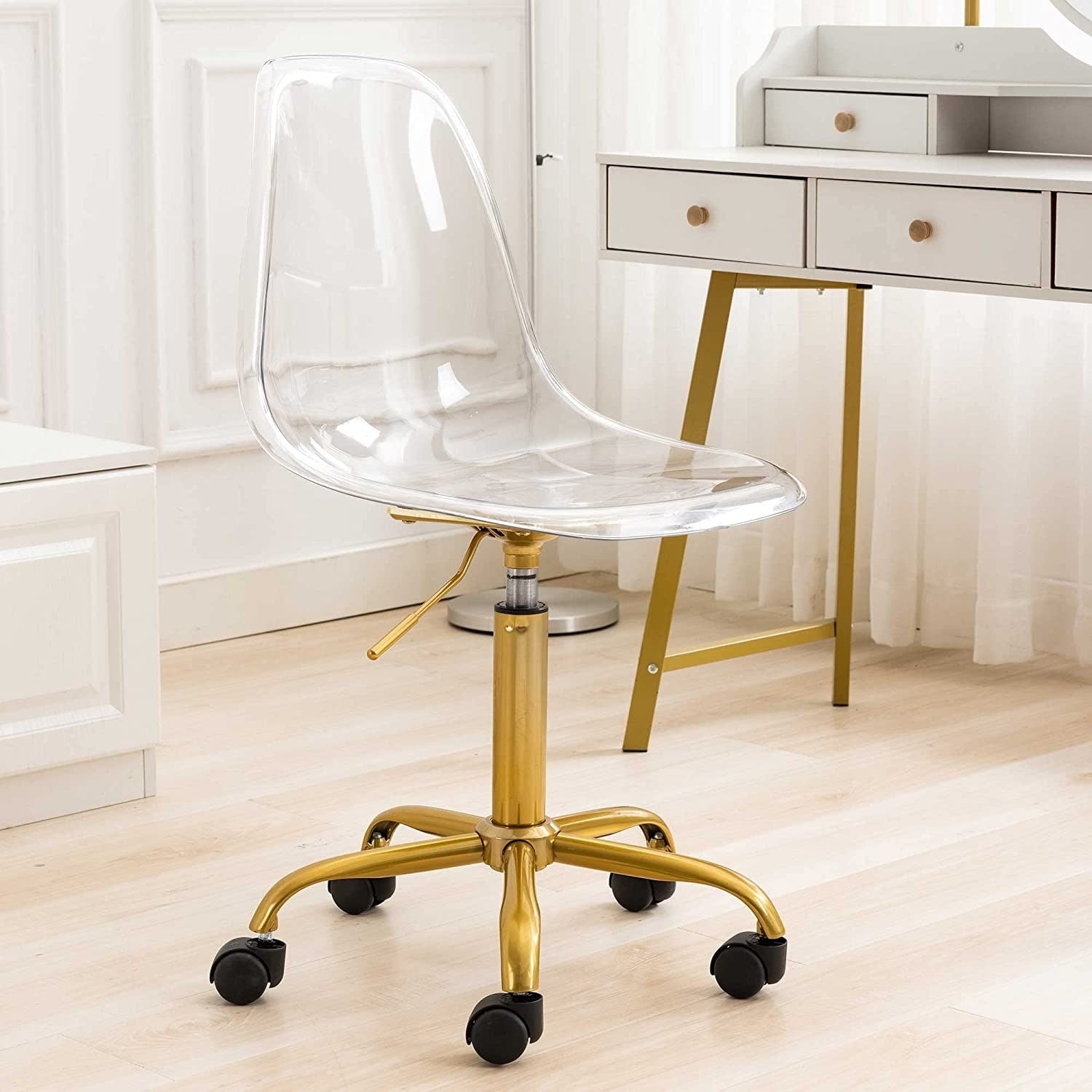 Acrylic Swivel adjustable height Armless Home office Rolling Chair