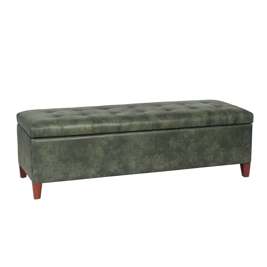 Adeco 50 Bonded Leather Storage Ottoman Bench