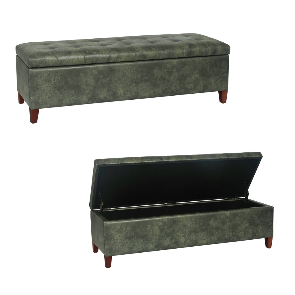 Adeco 50 Bonded Leather Storage Ottoman Bench
