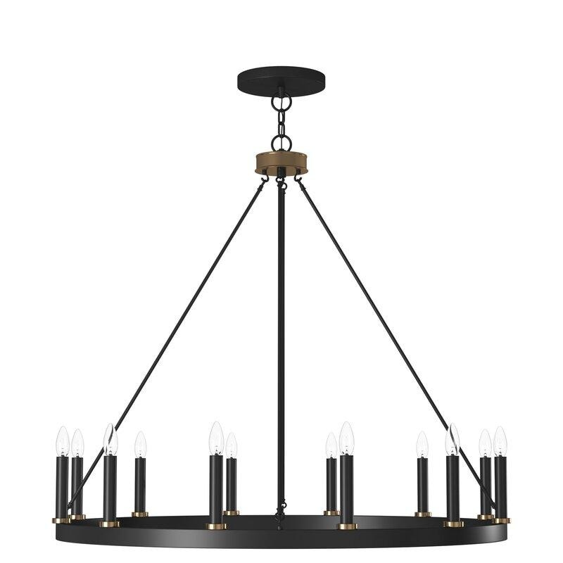 Acroma 12-light Farmhouse 40In Wagon Wheel Chandelier with UL - 40'' D x 138'' H