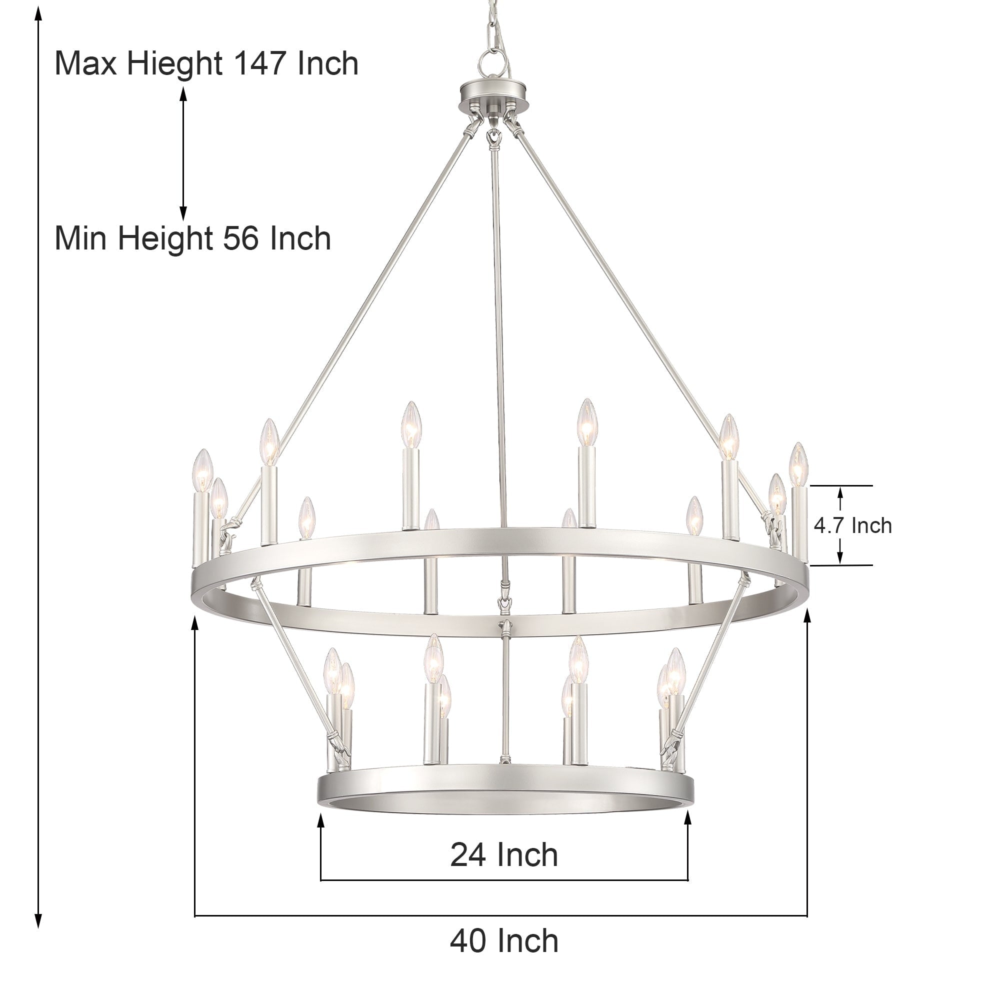 Acroma 20-light Modern Farmhouse 40In Round Wagon Wheel Chandelier with UL