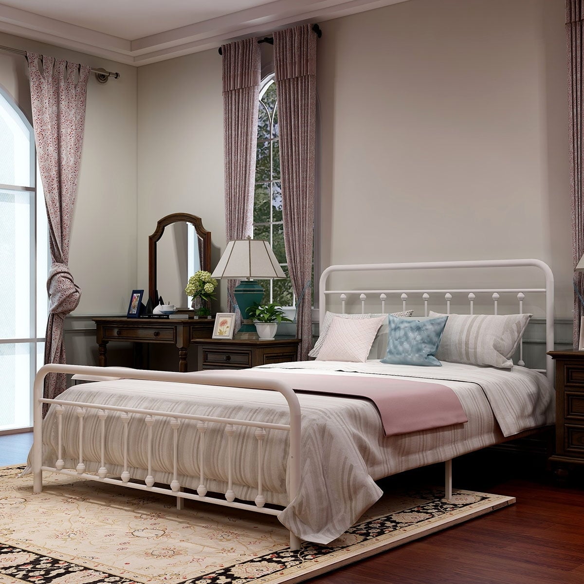 Alazyhome Simple Vintage Metal Platform Bed Frame, Easy-Assembly