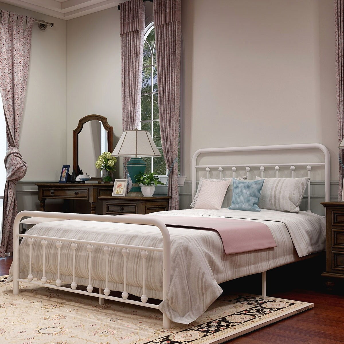 Alazyhome Simple Vintage Metal Platform Bed Frame, Easy-Assembly