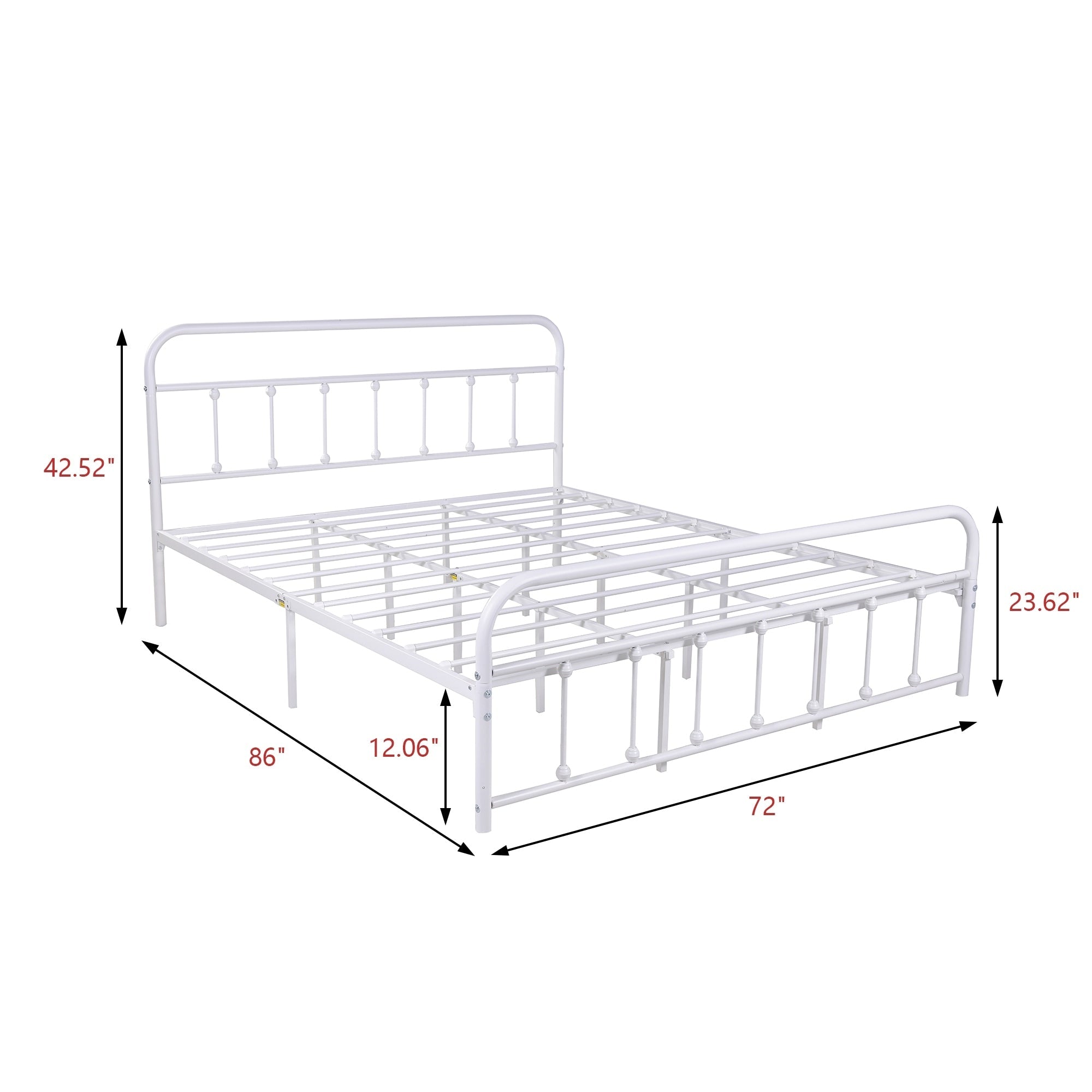 Alazyhome Simple Vintage Metal Platform Bed Frame, Easy-Assembly
