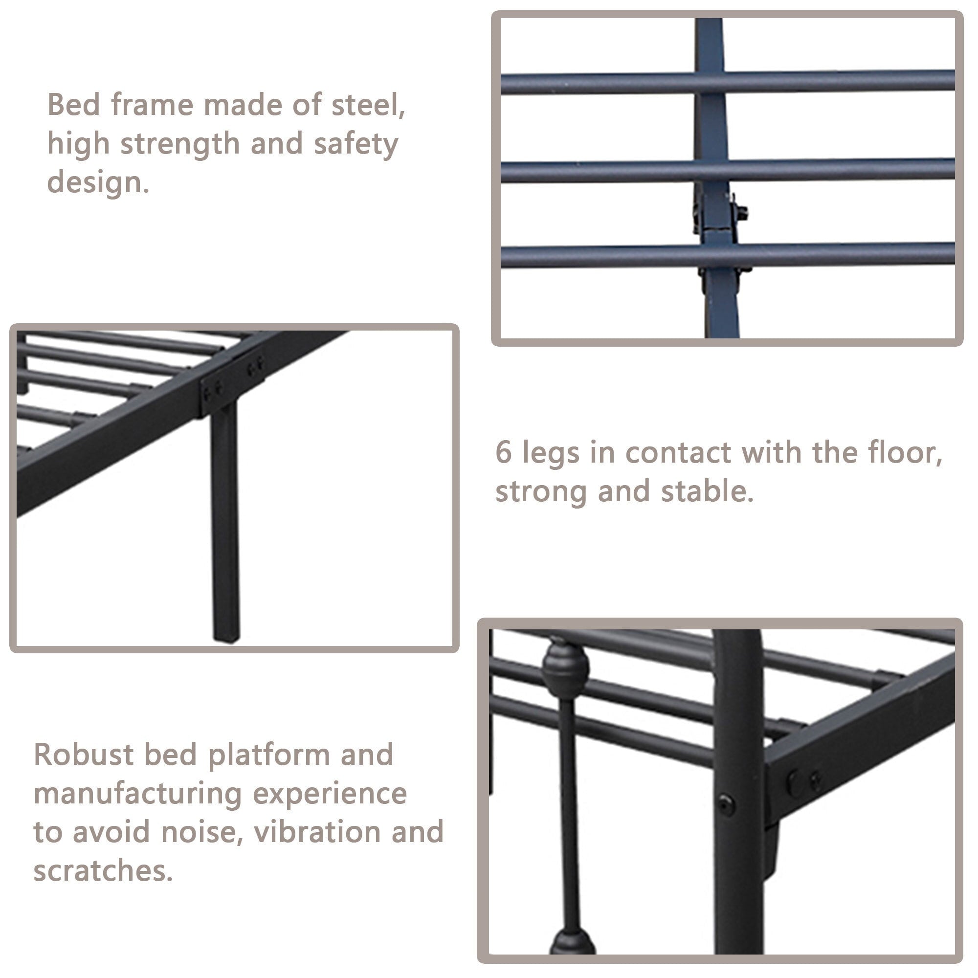Alazyhome Simple Vintage Metal Platform Bed Frame, Easy-Assembly