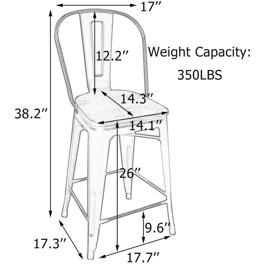 Andeworld farmhouse bar stools ,counter height bar stools set of 4 - Set of 4