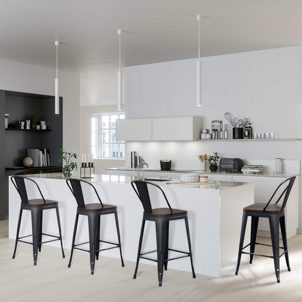 Andeworld farmhouse bar stools ,counter height bar stools set of 4 - Set of 4
