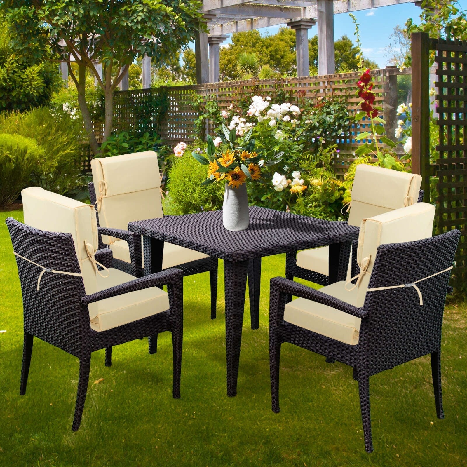 Aoodor Patio High Back Chair Cushions Set of 4, 46x21x4 Inches(Only Cushions)