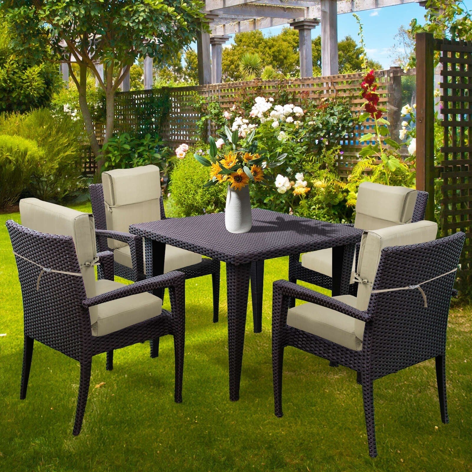 Aoodor Patio High Back Chair Cushions Set of 4, 46x21x4 Inches(Only Cushions)