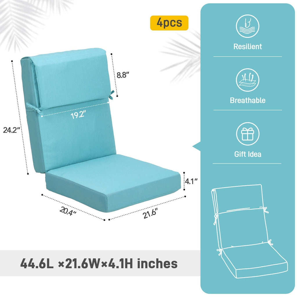 Aoodor Patio High Back Chair Cushions Set of 4, 46x21x4 Inches(Only Cushions)