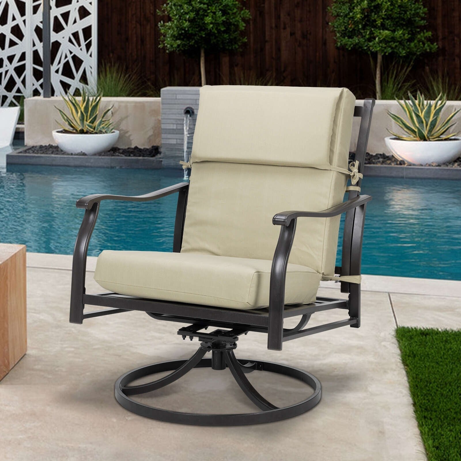 Aoodor Patio High Back Chair Cushions Set of 4, 46x21x4 Inches(Only Cushions)