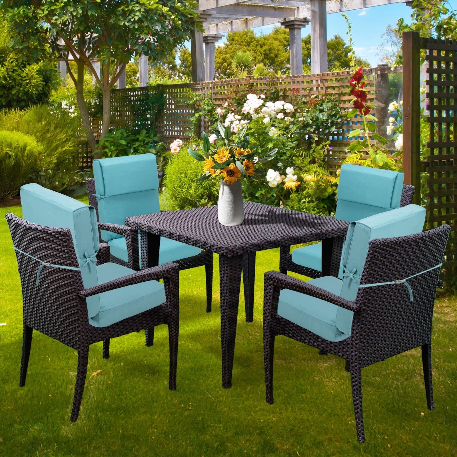 Aoodor Patio High Back Chair Cushions Set of 4, 46x21x4 Inches(Only Cushions)