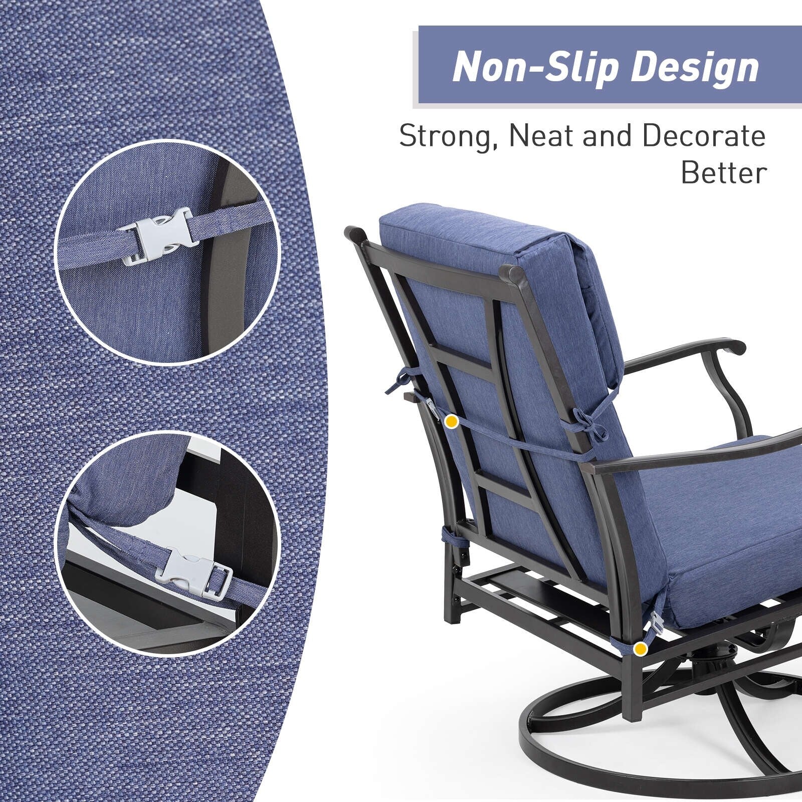 Aoodor Patio High Back Chair Cushions Set of 4, 46x21x4 Inches(Only Cushions)