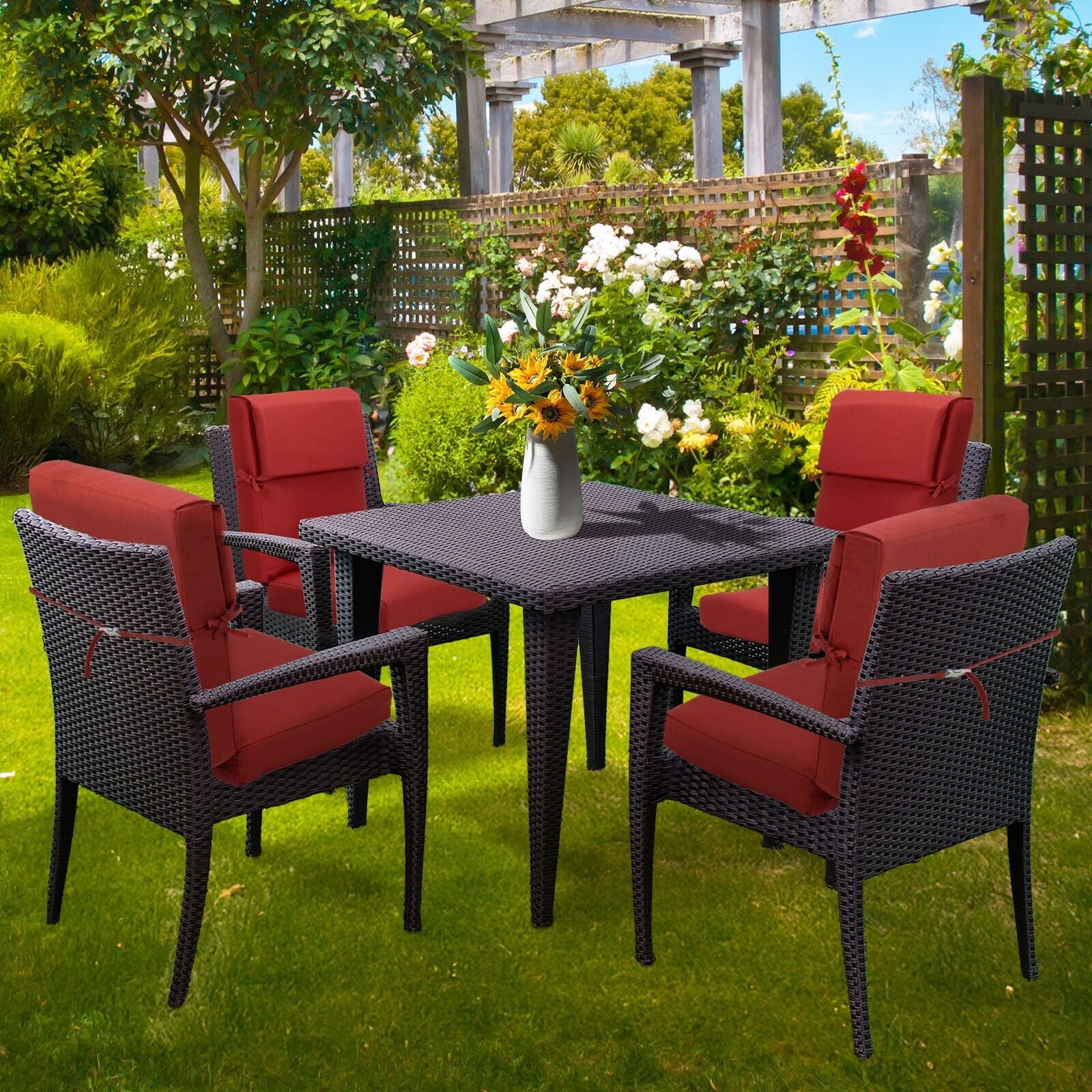 Aoodor Patio High Back Chair Cushions Set of 4, 46x21x4 Inches(Only Cushions)