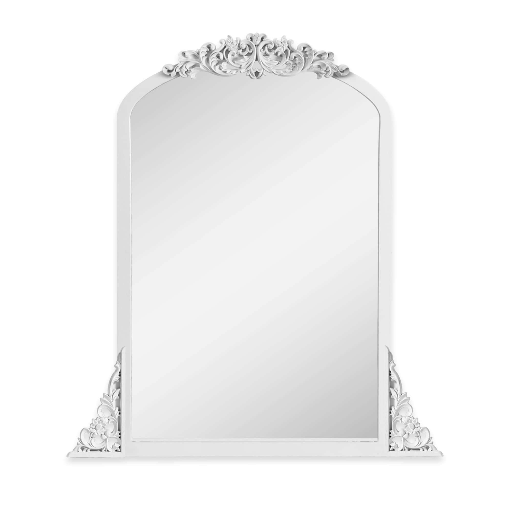 Arched Full-Length Solid Wood Carving Floor Mirror