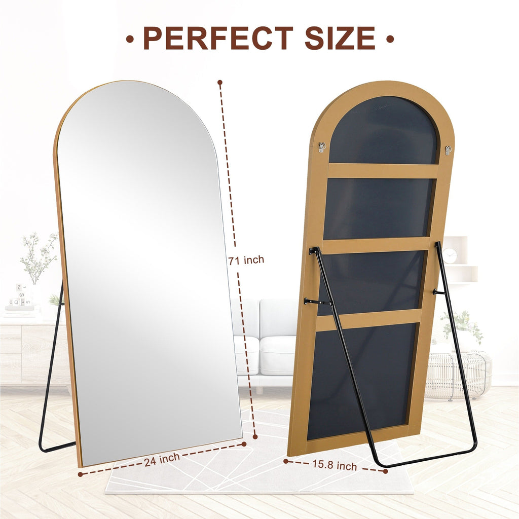 Arched Full-Length Standing Wood Floor Mirror, Wall Mirror