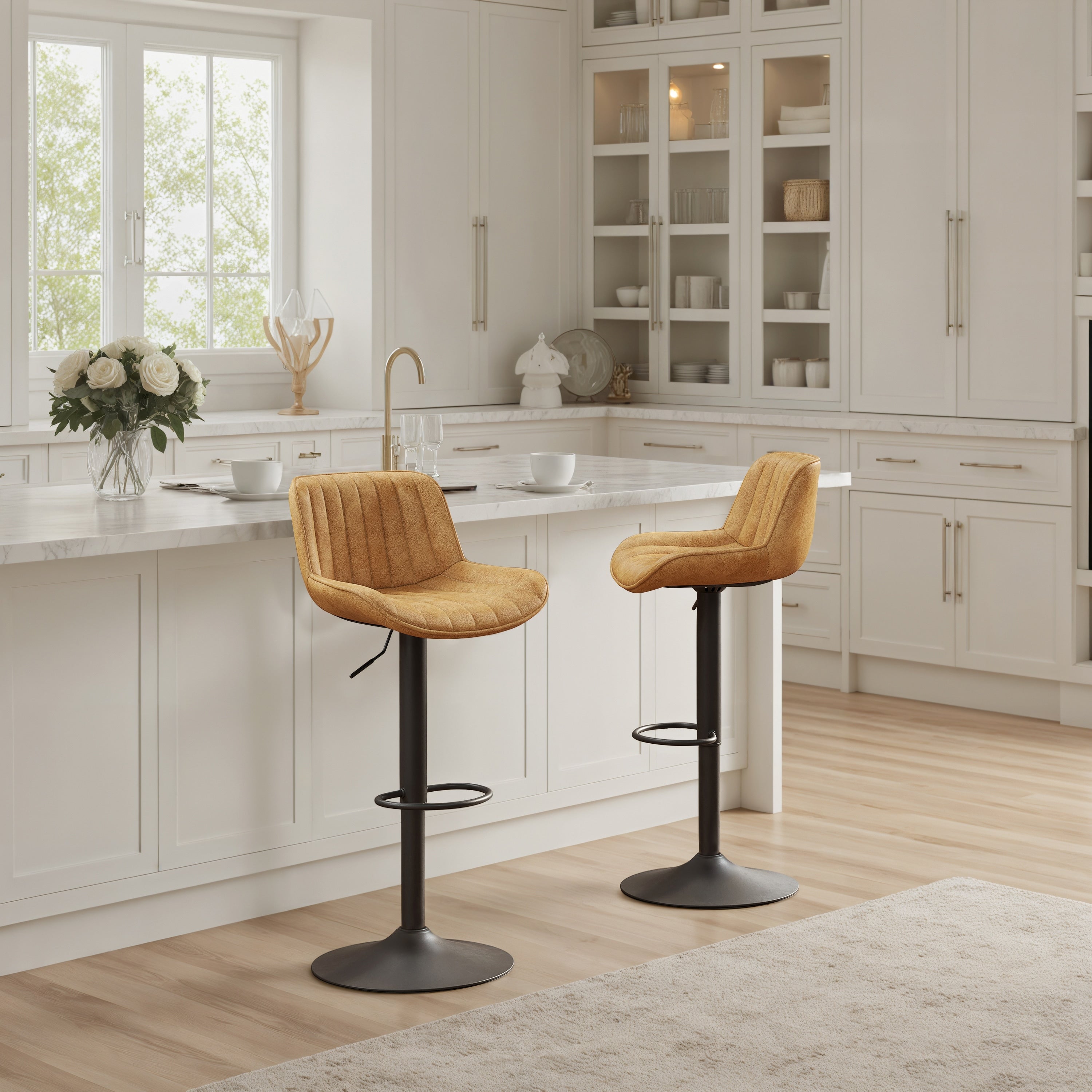 Art Leon Adjustable Height Swivel Barstool, Set of 2