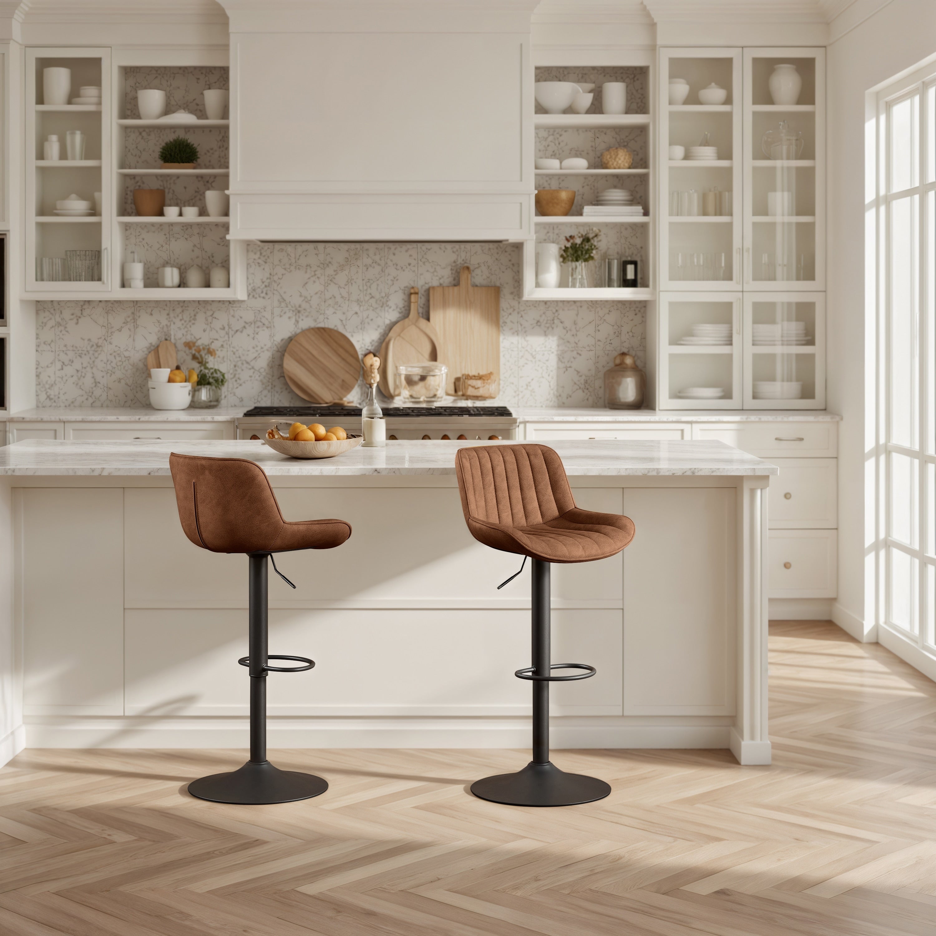 Art Leon Adjustable Height Swivel Barstool, Set of 2