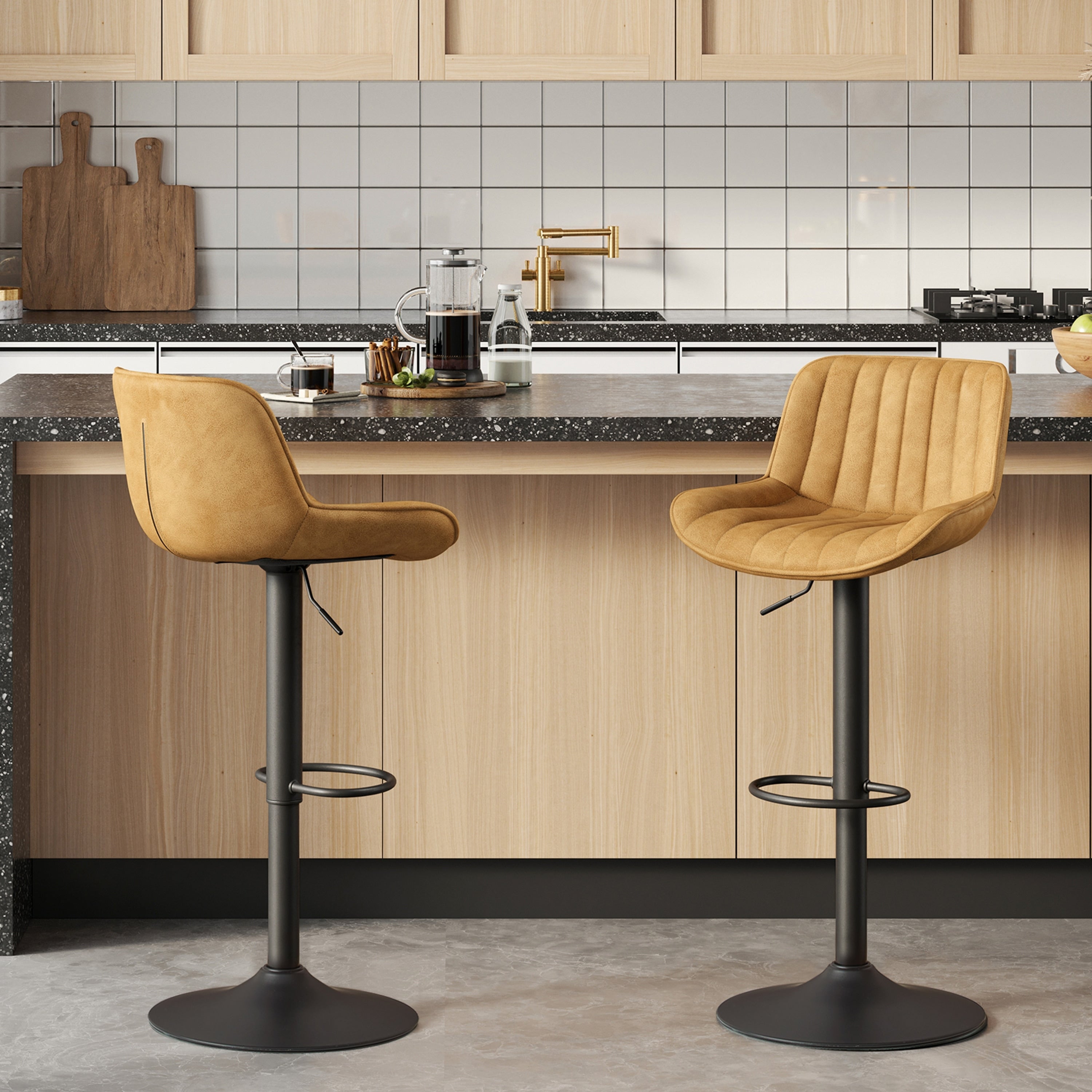 Art Leon Adjustable Height Swivel Barstool, Set of 2