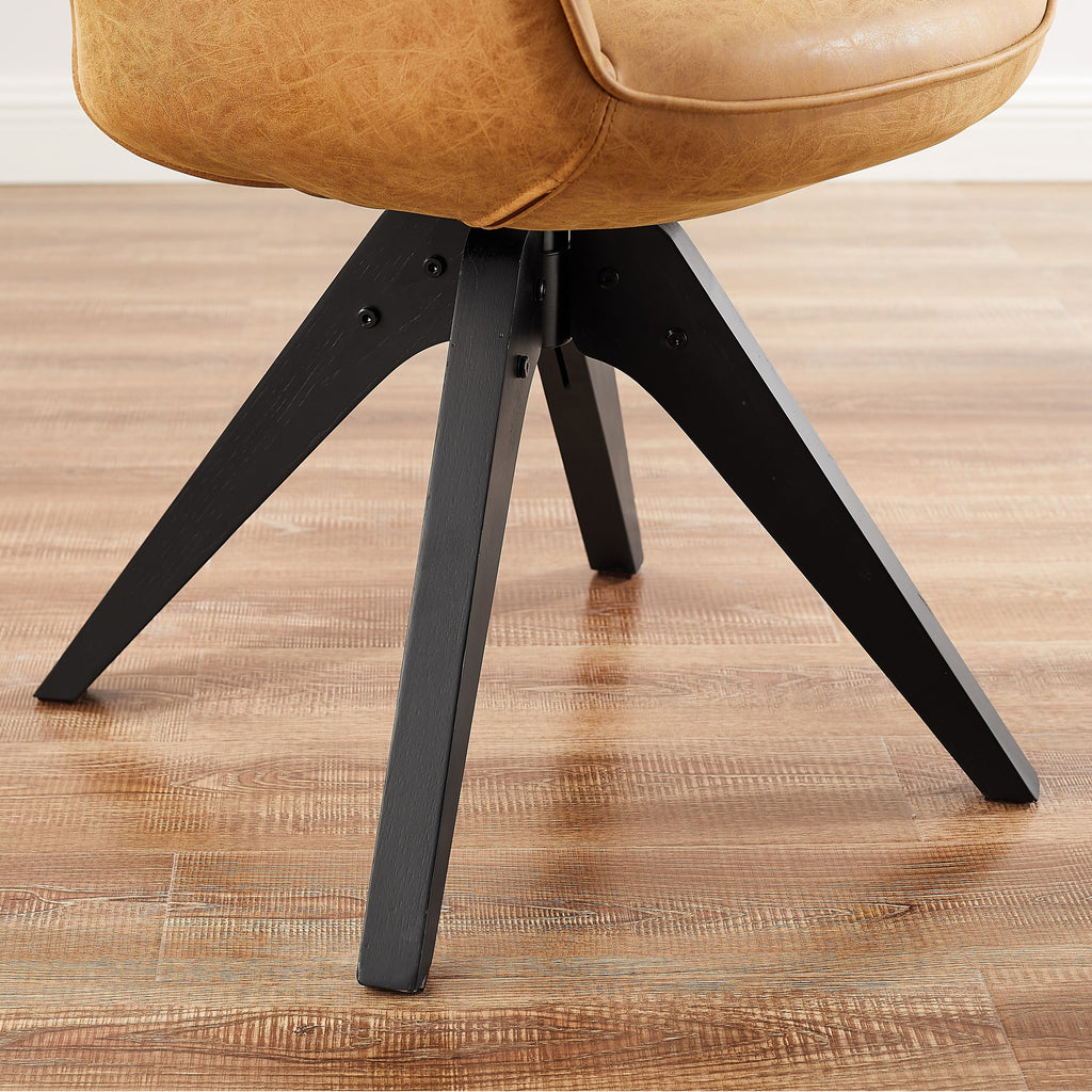 Art Leon Modern Home Office Swivel Arm Accent Chair with Wood Legs