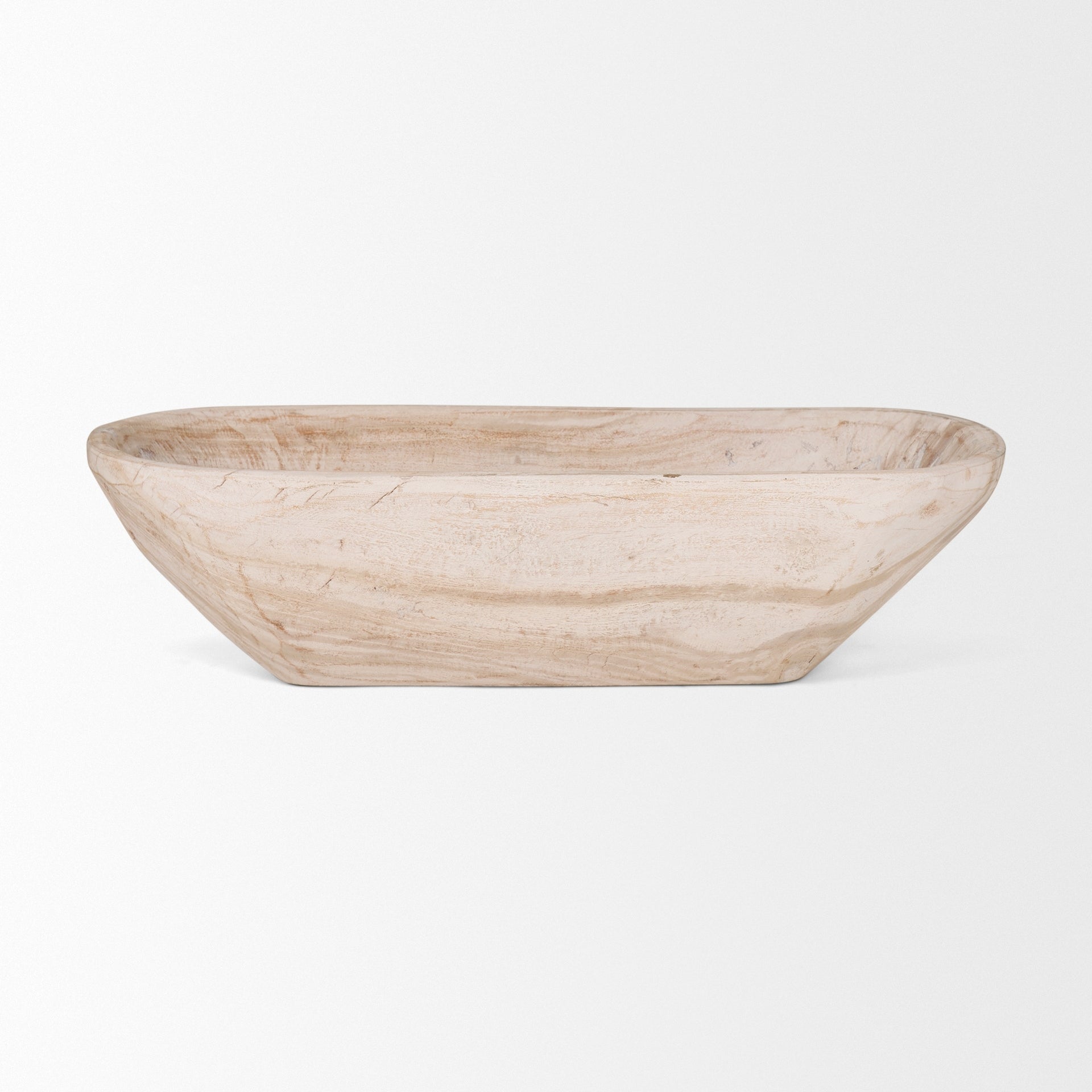 Athena Extra Large Oblong Black-Brown Reclaimed Wood Bowl - 26.0L x 10.0W x 7.0H