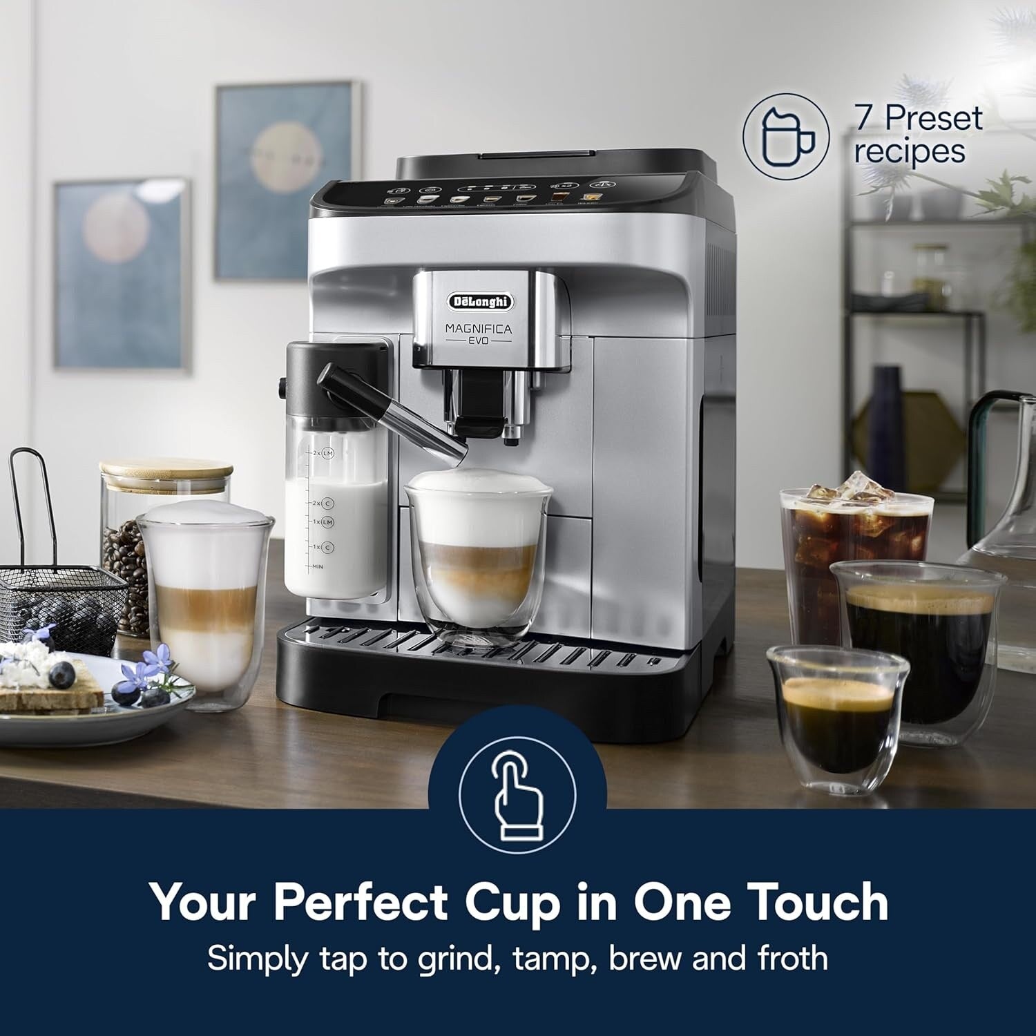 Automatic Espresso Machine with Auto Frother, Built-in Grinder, ECAM29084SB
