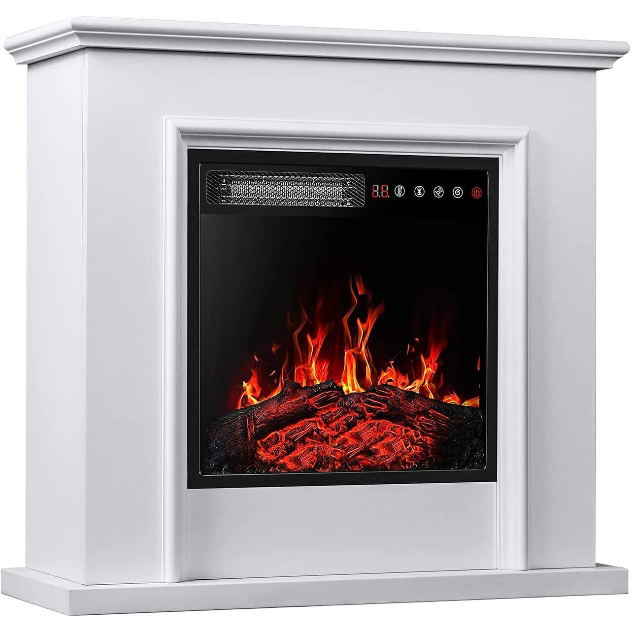 BOSSIN 43 Electric Fireplace with Mantel, 23 inch Electric Fireplace Insert,Freestanding TV Stand with Fireplace Wooden Firebox