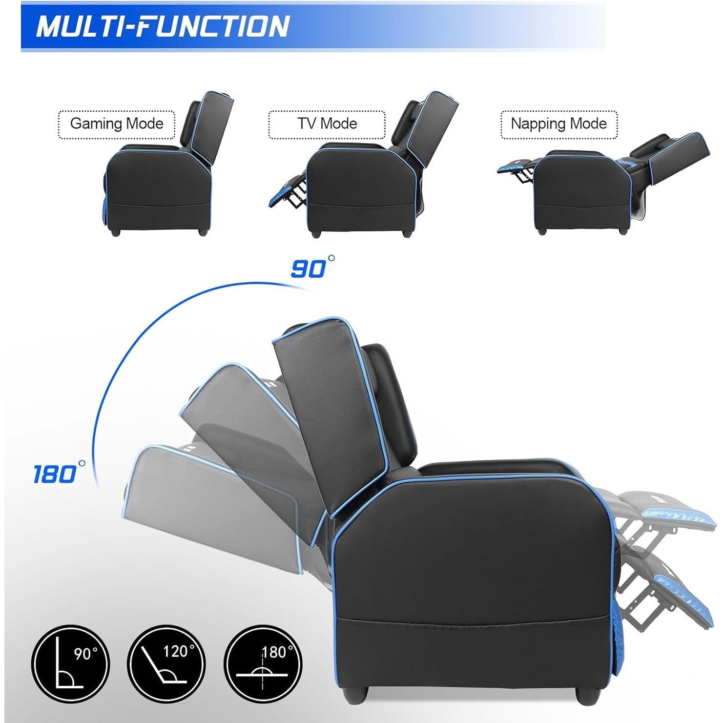 BOSSIN PU Leather Ergonomic Gaming Single Recliner Seating Sofa for Living Room