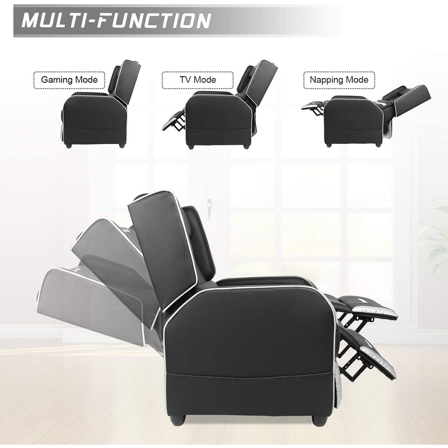 BOSSIN PU Leather Ergonomic Gaming Single Recliner Seating Sofa for Living Room