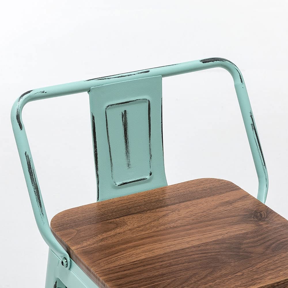 Bar Stools With Back set of 4 Industrial Metal Barstools with Wooden Seats