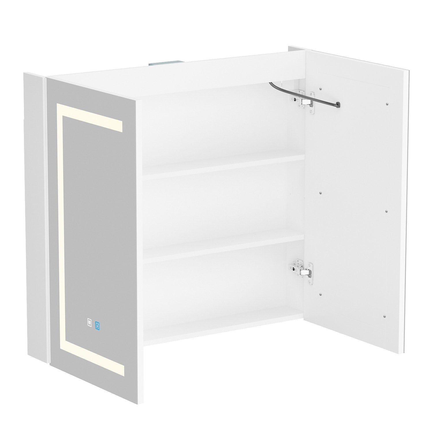 Bathroom Medicine Cabinet LED Mirror Anti-Fog 6000K Wall Cabinet White