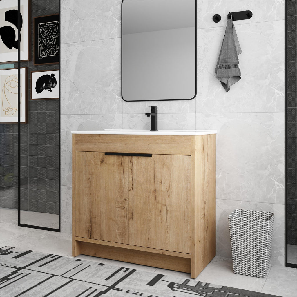 Beingnext 24/30/36 Bathroom Vanity with Sink, Freestanding Bathroom Vanity with Soft Close Door and Adjustable Shelf