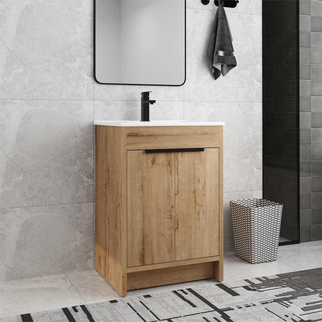 Beingnext 24/30/36 Bathroom Vanity with Sink, Freestanding Bathroom Vanity with Soft Close Door and Adjustable Shelf