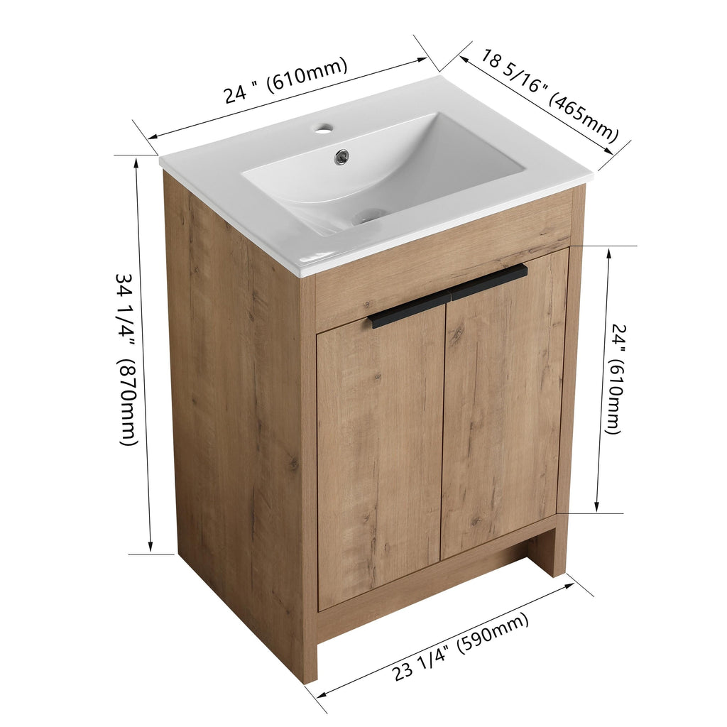 Beingnext 24/30/36 Bathroom Vanity with Sink, Freestanding Bathroom Vanity with Soft Close Door and Adjustable Shelf