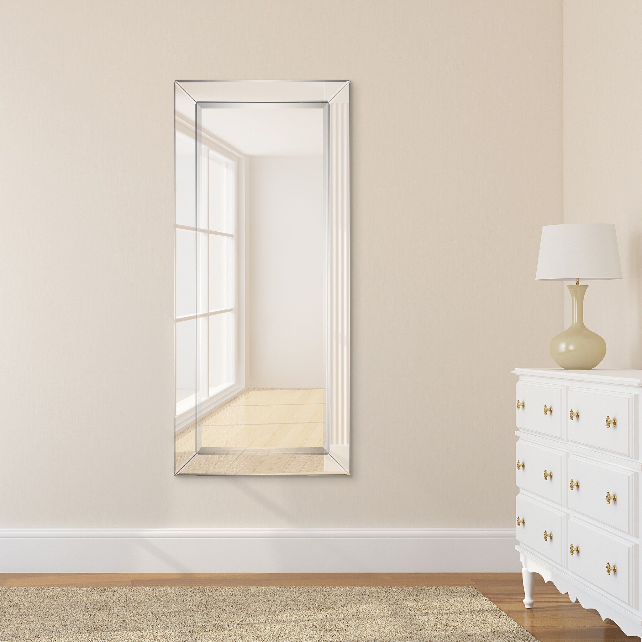 Beveled Rectangular Clear HD Wall Mounted Mirror for Bathroom, Vanity, Bedroom Mirrors, 3 sizes