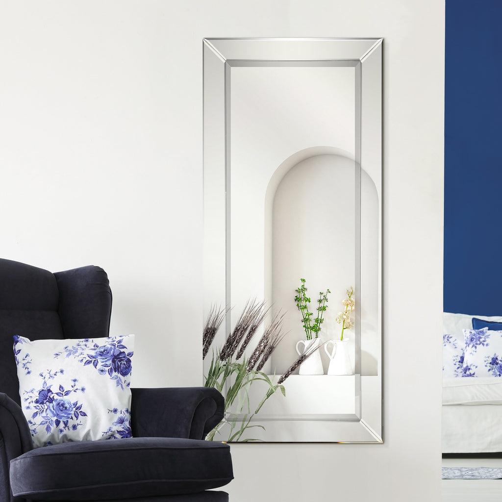 Beveled Rectangular Clear HD Wall Mounted Mirror for Bathroom, Vanity, Bedroom Mirrors, 3 sizes
