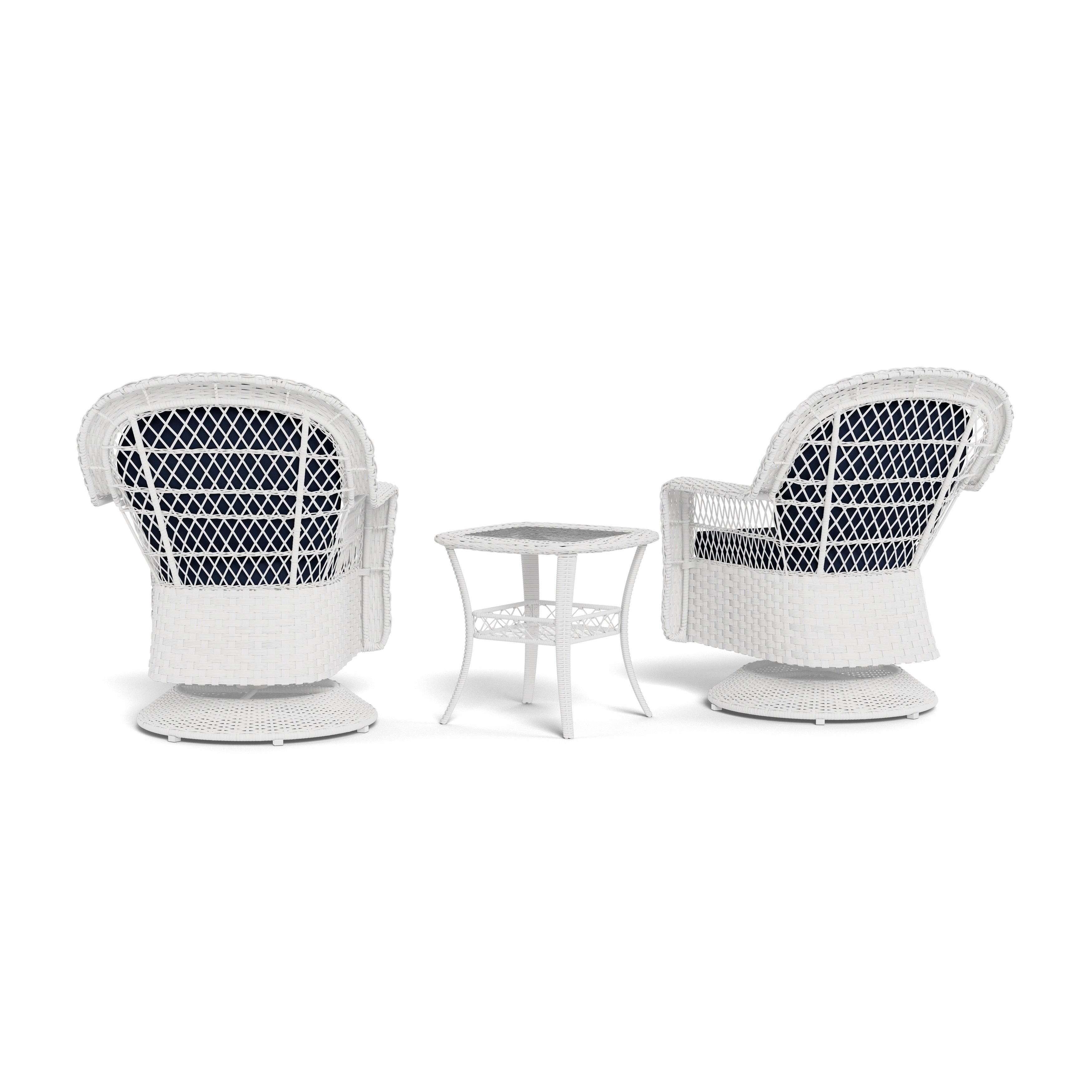 Biloxi Outdoor WhiteOutdoor Wicker Swivel Glider Patio Set (3-Piece)