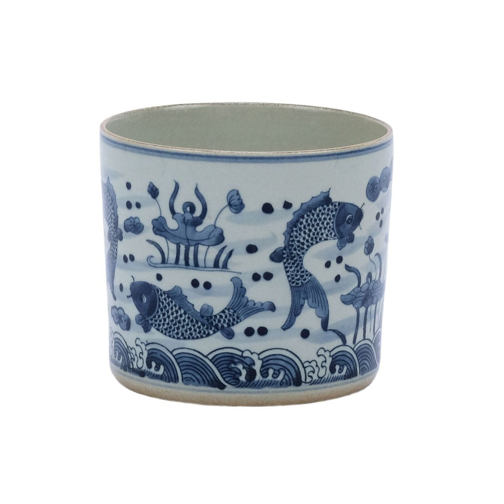 Blue & White Fish Orchid Pot