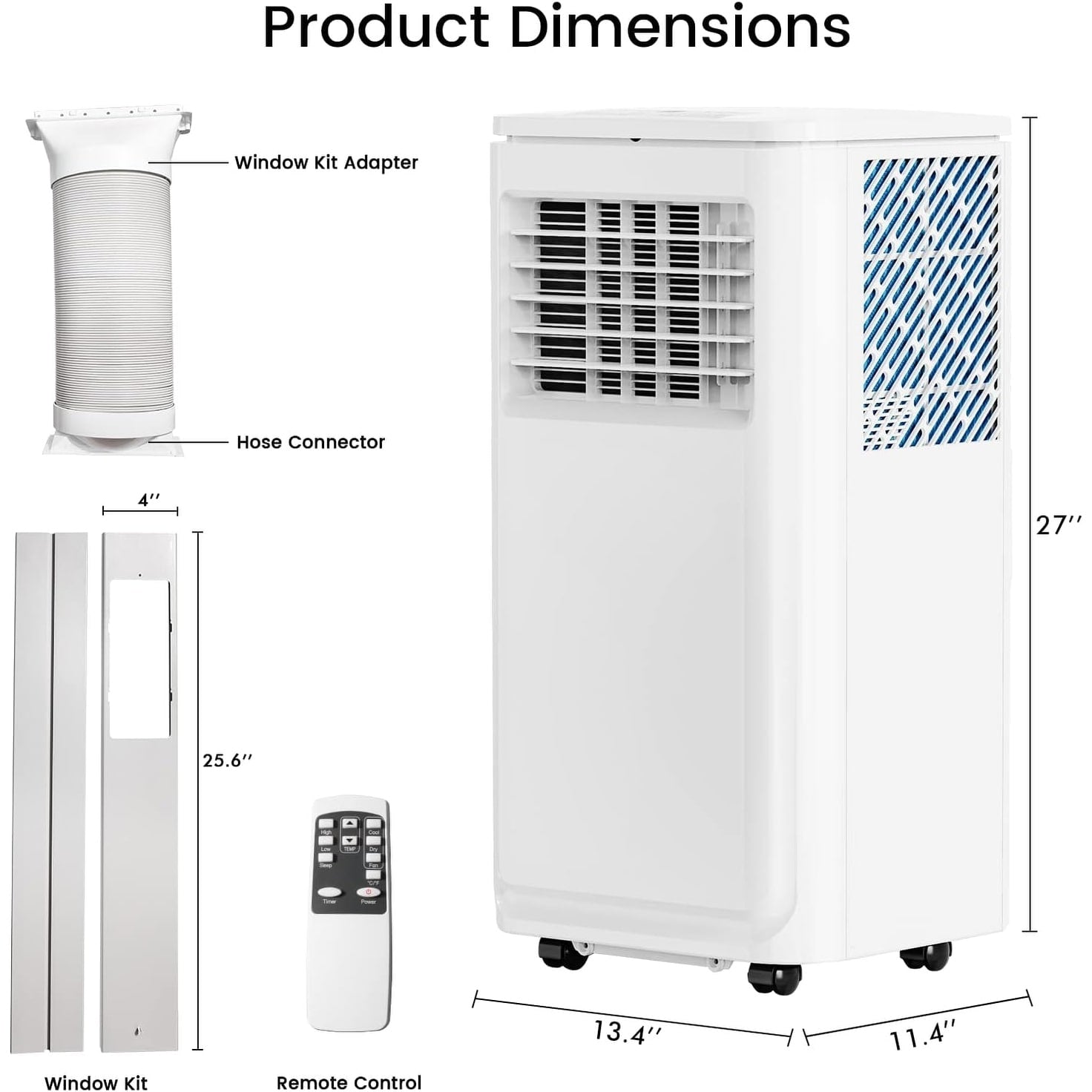Bossin 8000BTU (Ashrae), 5000BTU（SACC) 3-in-1 Portable Air Conditioners with Remote Control,Quiet Room Portable AC Cooler - 880v