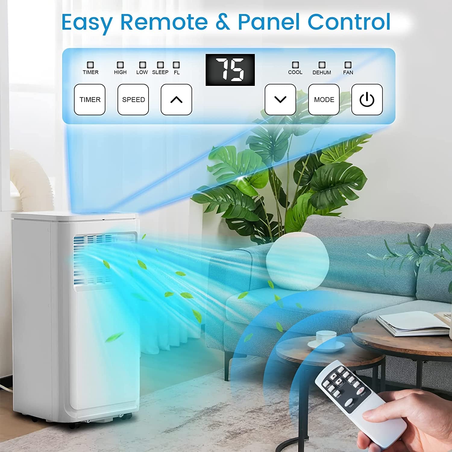 Bossin 8000BTU (Ashrae), 5000BTU（SACC) 3-in-1 Portable Air Conditioners with Remote Control,Quiet Room Portable AC Cooler - 880v