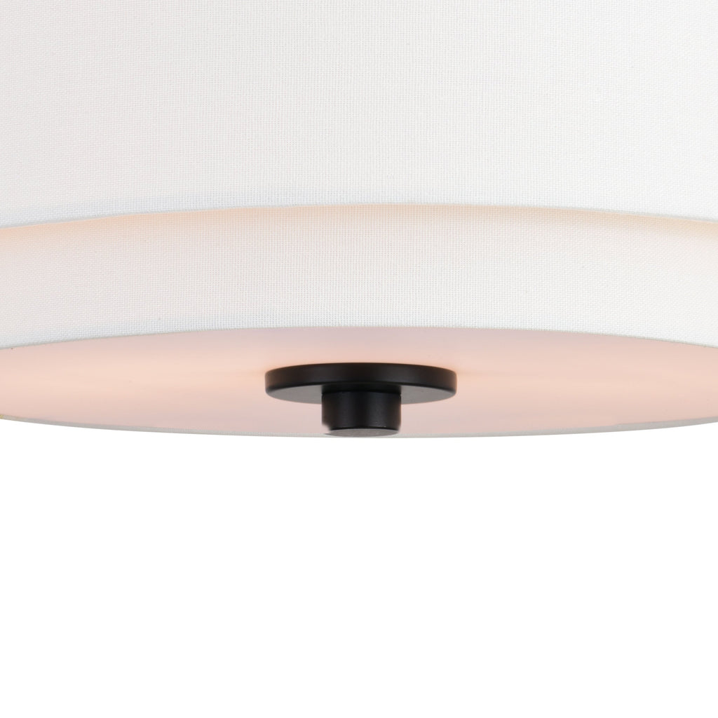 Burnaby Mid-Century Modern Ceiling Mount Light White Linen Drum Shade