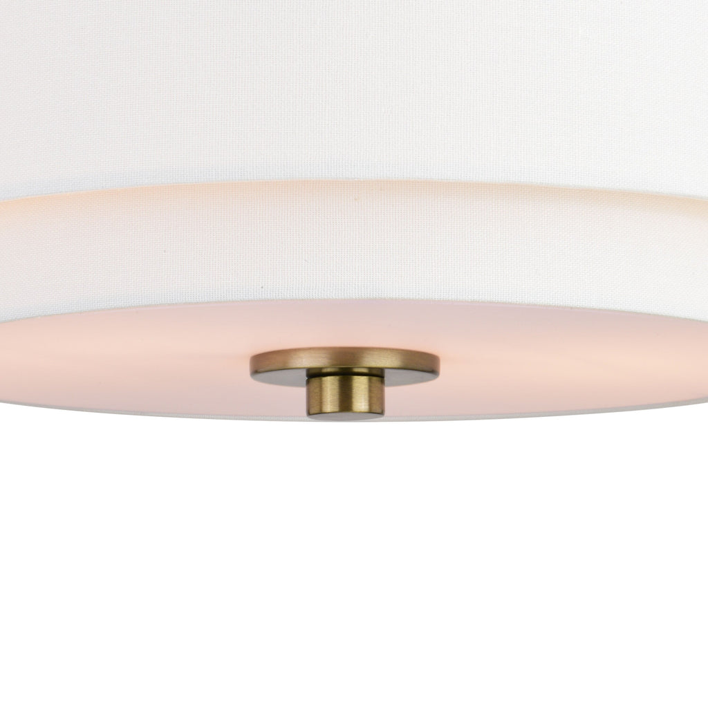 Burnaby Mid-Century Modern Ceiling Mount Light White Linen Drum Shade